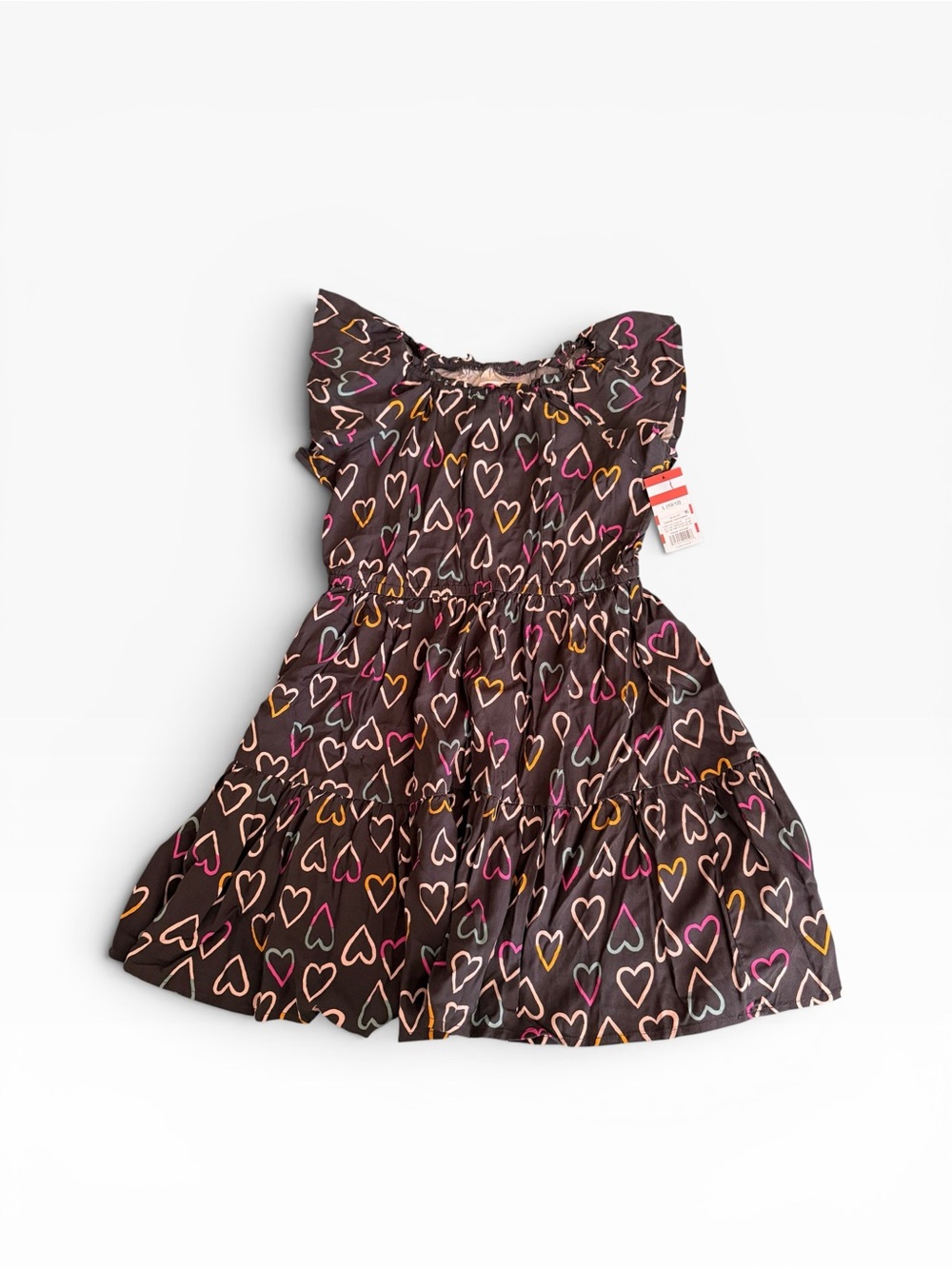 Target Charcoal Heart Print Girls Dress with Pink and Yellow‎ Accents